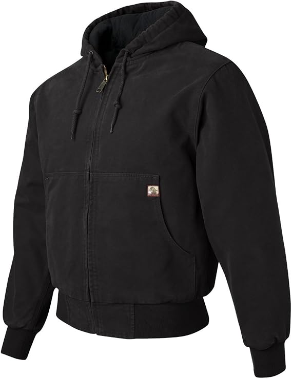 DRI Duck Men's 5020 / 5020T Cheyenne Hooded Boulder ClothTM Zip Up Work Wear Jacket with Tricot Quilt Lining (4X-Large, Black)