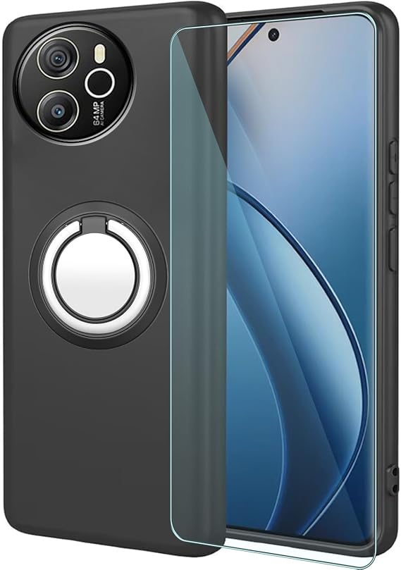 Case for Sharp Aquos R9 with Stand and Screen Protector,Shockproof Cover,Ultra Thin Anti-Fingerprint Case for Sharp Aquos R9,Black - Z