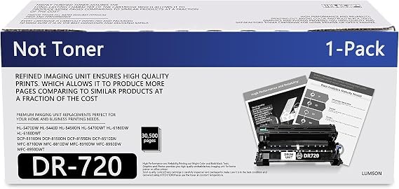 DR-720 DR720 Drum Unit Replacement for Brother DR 720 MFC-8910DW HL-5470DW HL-6180DW MFC-8510DN MFC-8710DW MFC-8950DW Printer Black 1 Pack (not Include Toner)