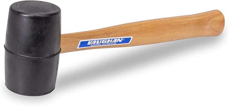 VAUGHAN Solid Rubber Mallet, Quality Rubber 20 oz Head, Made in the USA, Hardwood Handle, RM2B, VN57431