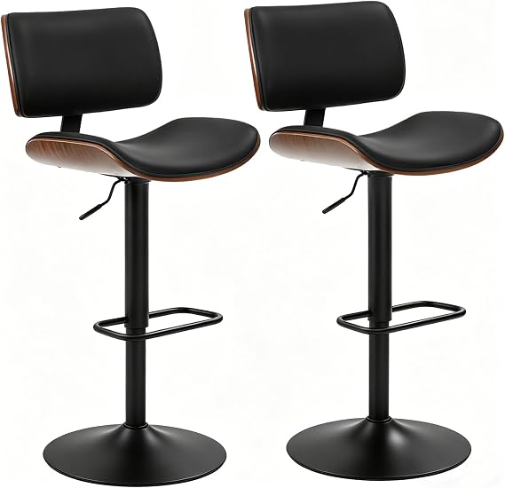 Swivel PU Leather Bar Stools Set of 2 for Kitchen Counter
