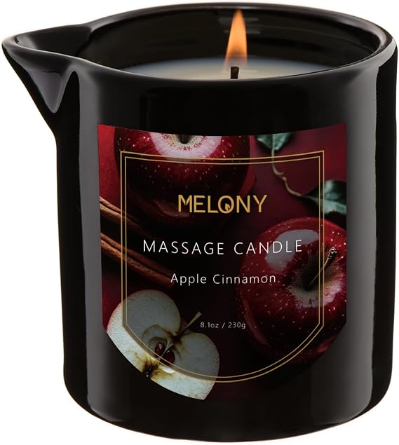 MELONY Massage Candle, Apple Cinnamon, 230 g / 8.1 oz