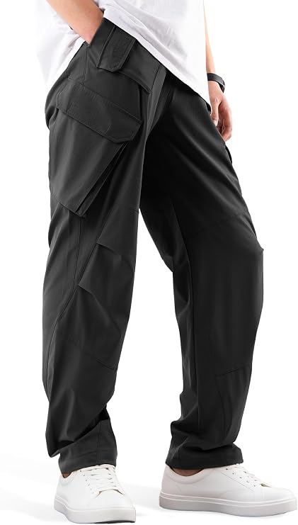 Men's Baggy Cargo Pants Parachute Hip Hop Waterproof Ripstop Lightweight Breathable Multi Pockets