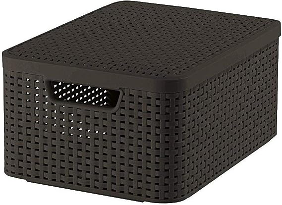 Curver Style 205847 Storage Box Rattan Look Size M with Second-Generation Lid Polypropylene