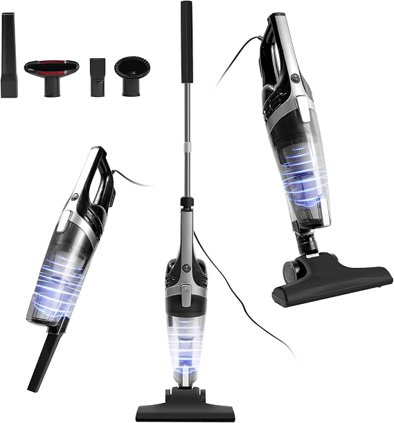 600W 20kpa Powerful Corded Stick Vacuum, 6 in 1 Ultra- Light Corded Vacuum Cleaner Converts to a Hand Vacuum, Great for Pet Hair & Hard Floor,20Ft