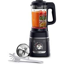 Tefal Blendforce Cook, Soup Maker & Blender, 5 Auto-Programs,1.5L Glass Jug, Removable Blades, Auto-Cleaning Program & Brush, Hot & Cold Kitchen Blender, 1000W, Dark Navy BL5758G0