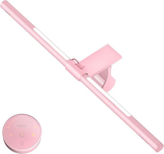 Quntis Pink Monitor Light Bar with Backlight, Desk Light Bar with Remote
