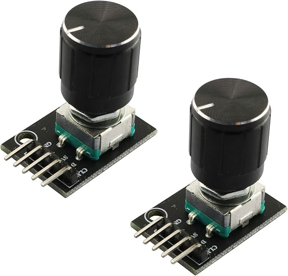 RLECS 2pcs Encoder Module Brick Sensor clickable Switch 360 Degree Rotary KY-040 with Knob Cap for Arduino