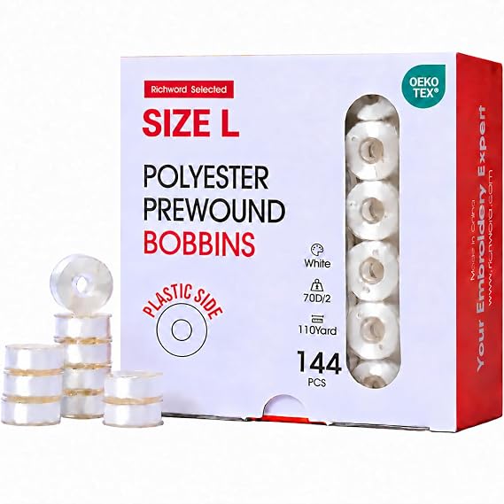 Poolin Size L(SA155) 70D/2(60WT) Prewound Embroidery Bobbin Thread