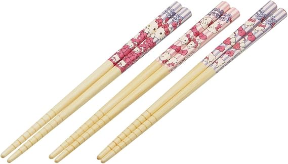 Skater ANT2T-A Hello Kitty Sanrio Bamboo Chopsticks Set of 3 Pairs Chopsticks 6.5 inches (16.5 cm)