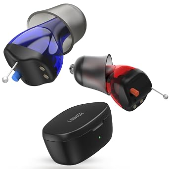 LINNER OTC Hearing Aids for Senior & Adult, Rechargeable Hearing Amplifiers with Comfort Design, Noise Cancellation for Aid & Assist Hearing, Discreet & Nearly Invisible In-Ear DeviceBlack
