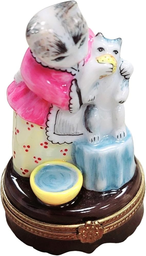 Limoges Mother Cat and Kitten Keepsake