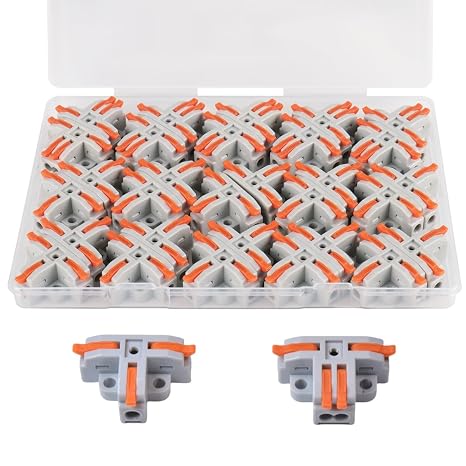 30PCS AVARBUVO Lever Wire Connectors, 3 Way Quick Electrical Wire Splitter Connectors Push-in Kit with 3 and 4 Port for Splicing 24-12 AWG
