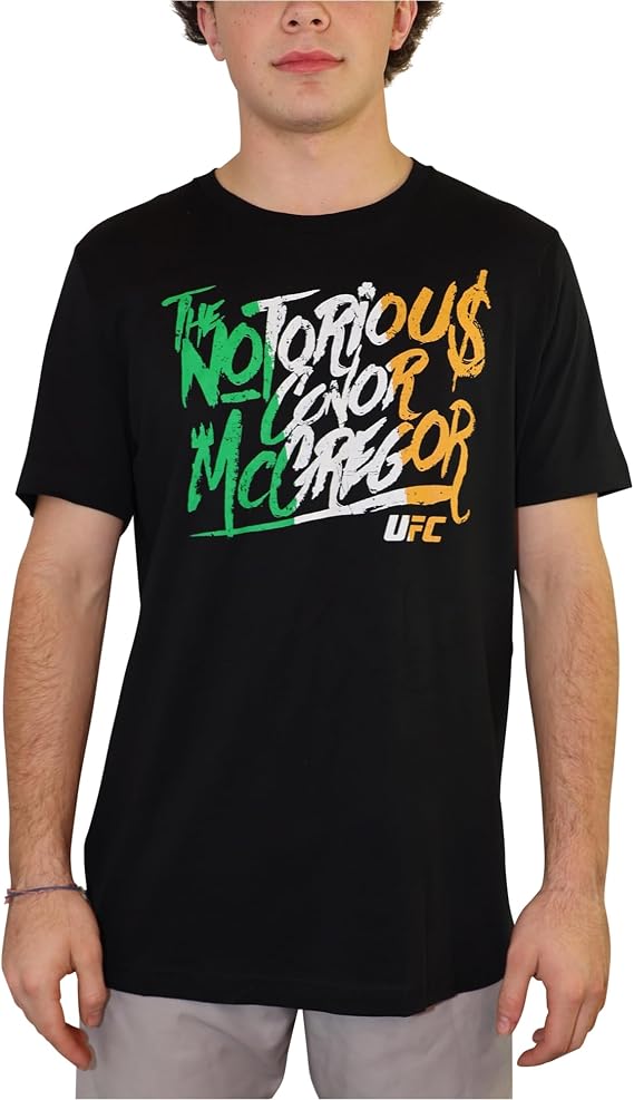 UFC Mens McGregor Graffiti Graphic T-Shirt, Black, Large