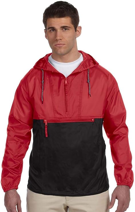 Harriton Men's Nylon Packable Pullover Hooded Jacket