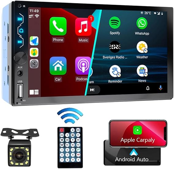 Leadfan Double Din Car Radio with Apple Carplay & Android Auto