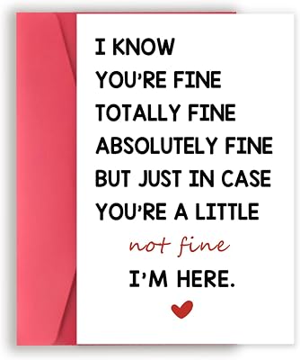 Funny Encouragement Greeting Cards for Women Men, Thinking of You Cards for Husband Wife, Get Well Soon Card, Youre Totally Fine Im Here for You Card
