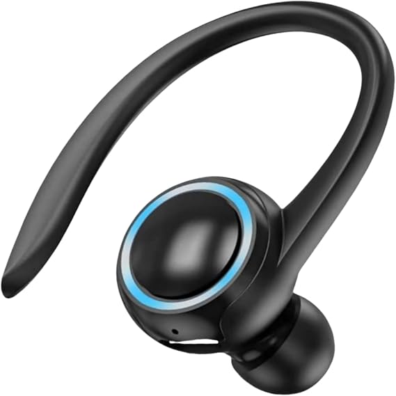 Bluetooth 5.2 Headset, Bluetooth Headphone Single Ear Hook Wireless Headset with Mic Waterproof Earphone Hands-Free Cell Phones Earpiece for Office, Sports, Truckers, Driving (Black)