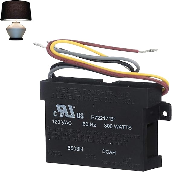 Westek 6503HBLC Indoor Wire-In 3-Level Touch Dimmer Replacement, 300-Watt