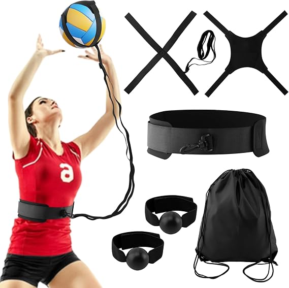 Volleyball Training Equipment Aid, Professional Training Rebounder Set, Adjustable Solo Volleyball Trainer to Practice Serve, Spike, Set and Pass, Perfect for Beginners & Pro