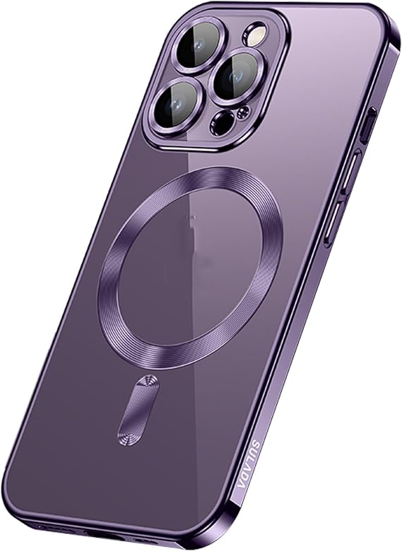 Crystal Clear Case for iPhone 16/16 Plus/16 Pro/16 Pro Max, Camera Lens Protector, Luxury Plating Edge Slim Soft TPU Cover Protective Case, 16 pro max,Purple