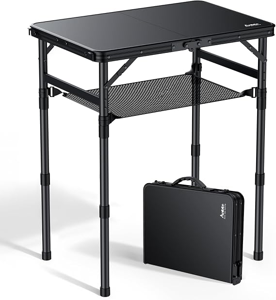 Anbte 2 ft Small Folding Table, 3 Adjustable Height for Camping, 23" X 16"