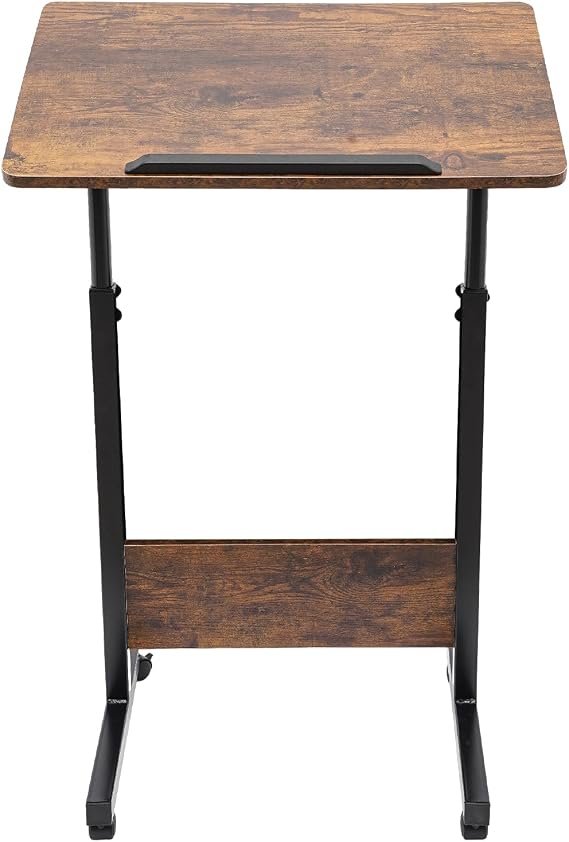 Adjustable Height Standing Desk Mobile Stand Up with Wheels Small Computer Desks Portable Laptop Desk, Rolling Stand,with 81-119cm Height,Wire Clip, for Office, Living Room, Lounge, Study