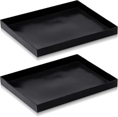 2 Pcs 8.5 x 11.5 x 1 PTFE Solid Oven Basket, Cooking Oven Trays, Non Stick Kitchen Cooking Basket, Black Baking Sheet, Trays for Accessories Chips Chicken Wings Bread Heating