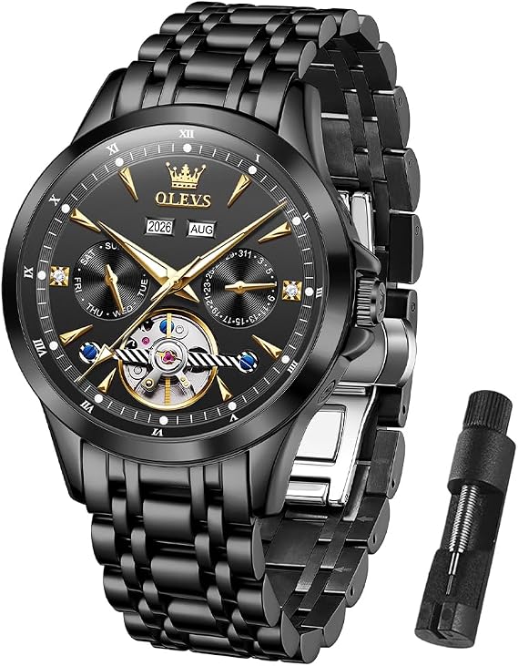 OLEVS Uhren Herren Business Kleid Analog Digital Quarz Edelstahl Wasserdicht Leuchtend Datum Luxus Armbanduhr Herren Geschenk
