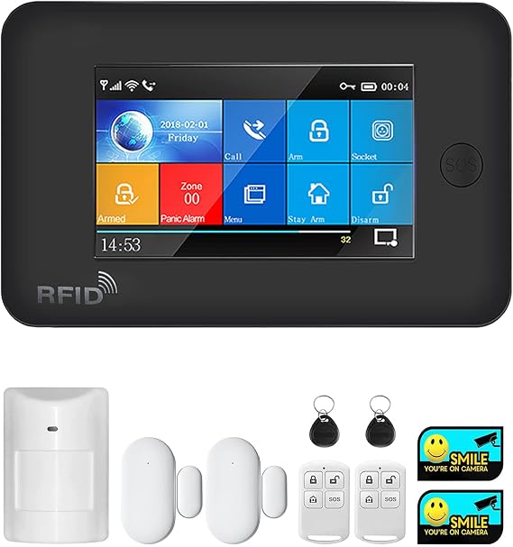 JCHENG Wi-Fi and cellular Switchable Security Alarm System, Home and Business Burglar Security, 99 Wireless Defense Zones, Pet-friendly PIR Detector, Work with Alexa and Remote APP Control