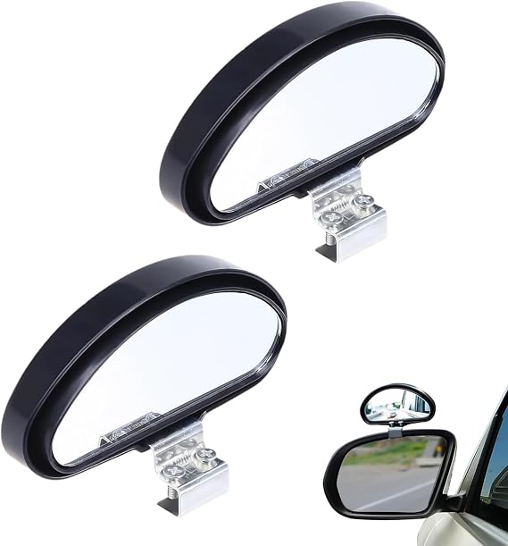 2 Pcs Blind Spot Mirrors, Auxiliary Car Mirror, Adjustable Car Wide Angle Rearview Mirror for Enhanced Safety, Rust-Resistant, Universal Fit for Cars, Trucks, SUVs, Pickup, Easy to Install (Black)