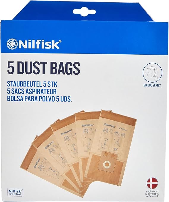 Nilfisk Original 10L Dust Bags - 5 PCS - Family Vacuum Accessories (82222900)