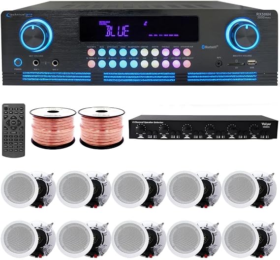 Vaiyer Home Audio Sound System Kit, 2000 W Bluetooth Amplifier
