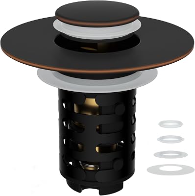 iFealClear Upgraded 4-in-1 Bathroom Sink Drain Strainer, Universal Pop Up Sink Stopper with 2-Layer Detachable Hair Catcher Filter Basket, Drain Stopper Fit 1.1-2.36 US Basin, Oil Rubbed Bronze