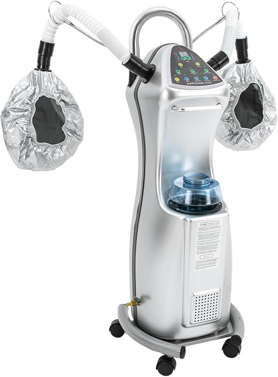 Professional Stand Hair Steamer, 650W Multifunctional Hair Treatment Machine, Adjustable Height and Wheels, Silver