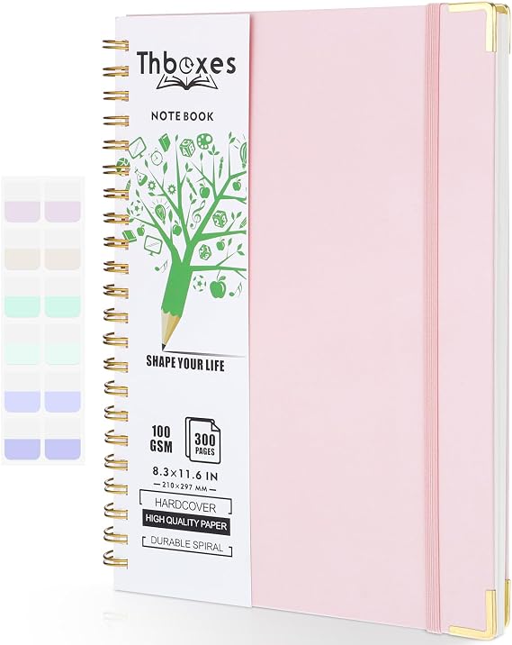 FUYOAL A4 Spiral Notebook, 300 Pages/150 Sheets with Index Sticker