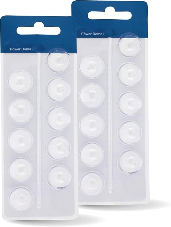 Power Domes 6mm Double Vent Hearing Aid for Oticon Replacements, Oticon Minifit Double Vent Bass Domes, 2 Pack of 10 Each (Total 20Pcs)