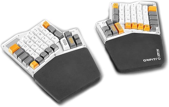 GRIFITI Fat Wrist Pad Ergodox 2 Piece Set 6.5" x 4.2" x 0.75" Mirror Wrists Rests Support Accessories for Gaming Computer Keyboard Sets - Hand Rest Ergonomic Keyboards Pads Palm Resting (Black Nylon)