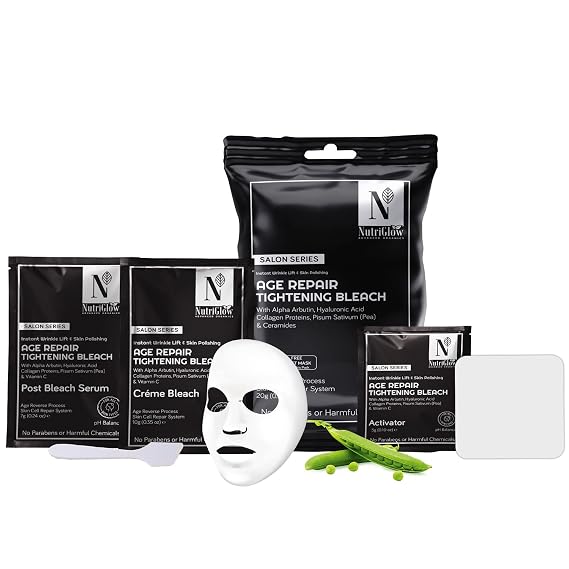 Nutriglow Advanced Organics Age Repair Tightening Bleach for Age Reverse & Lightning Skin (6 In 1) - 20G, All Skin Type
