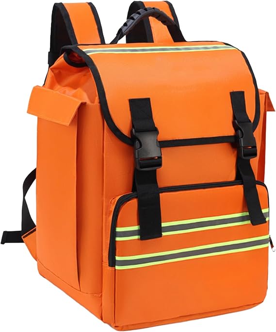 Orange Fire Backpack Multifunctional Zippered Safety Backpack