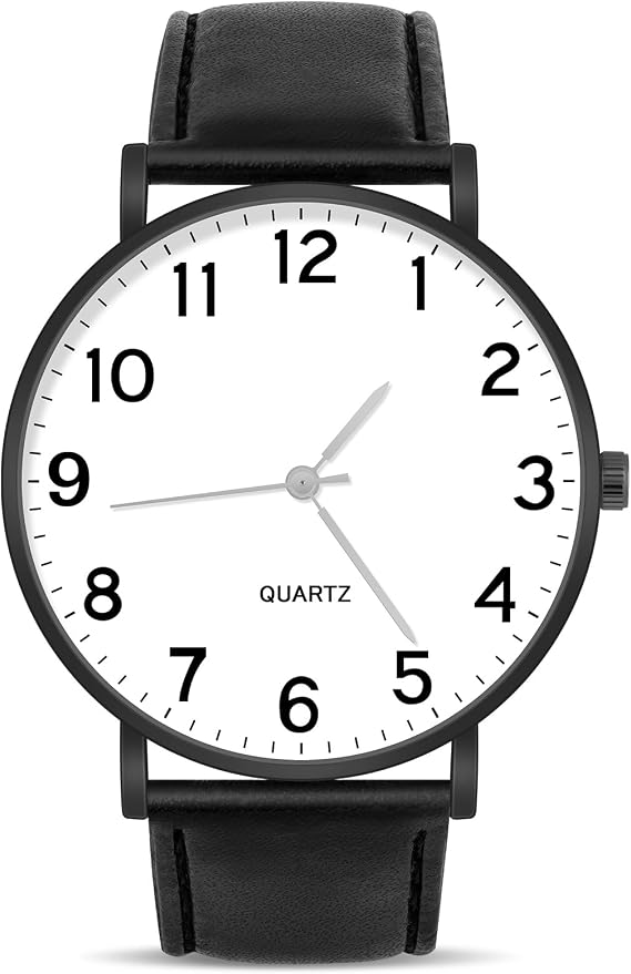 OFFCUP Mens Watches, 39MM Men's Chronograph Watch, Leather Watches Quartz Watch, Business Casual Fashion Gents Watch, Leather Strap Men's Wrist Watches Elegant Gift for Men