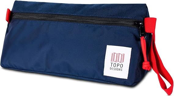 Topo Designs Dopp Kit - Travel Bag for Personal Care Essentials, Self Standing Triangular Shape, Fully Lined for Easy Cleaning, Recycled Nylon (Navy/Navy)