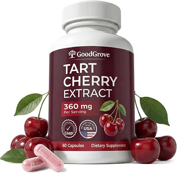 Montmorency Tart Cherry Capsules - Cold Pressed Tart Cherry Extract, 360mg Per Serving - Joint & Uric Acid Support - Vegan, Non-GMO, Gluten Free - 60 Count