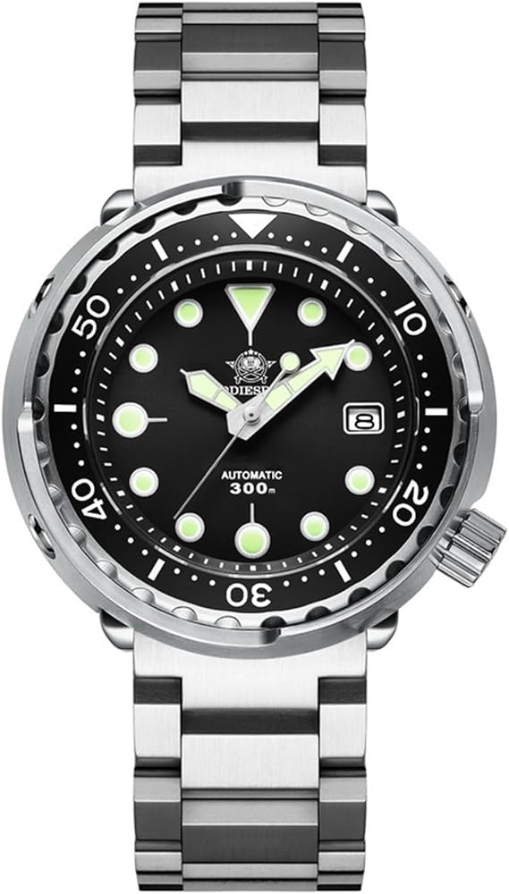 ADDIESDIVE Diver Watch for Men 47.5mm Automatic Watch Nh35 Waterproof 300M Luminous Chroma Light Dial My-H5, black, Diving