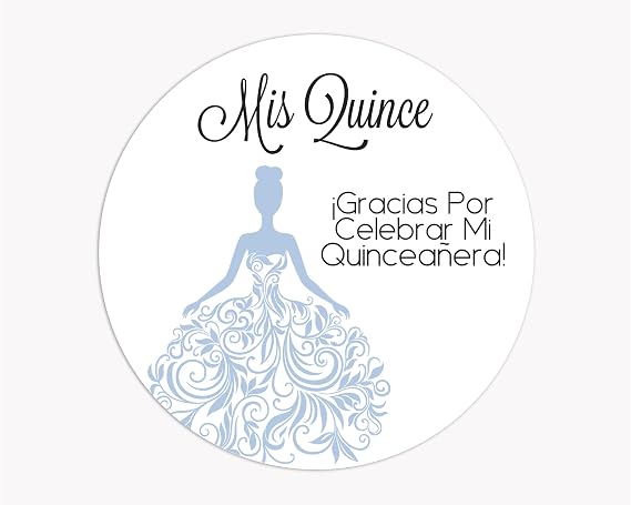 40ct Quinceanera Stickers, Mis Quince, Spanish or English Stickers for 15th Birthday (027-S-BG)