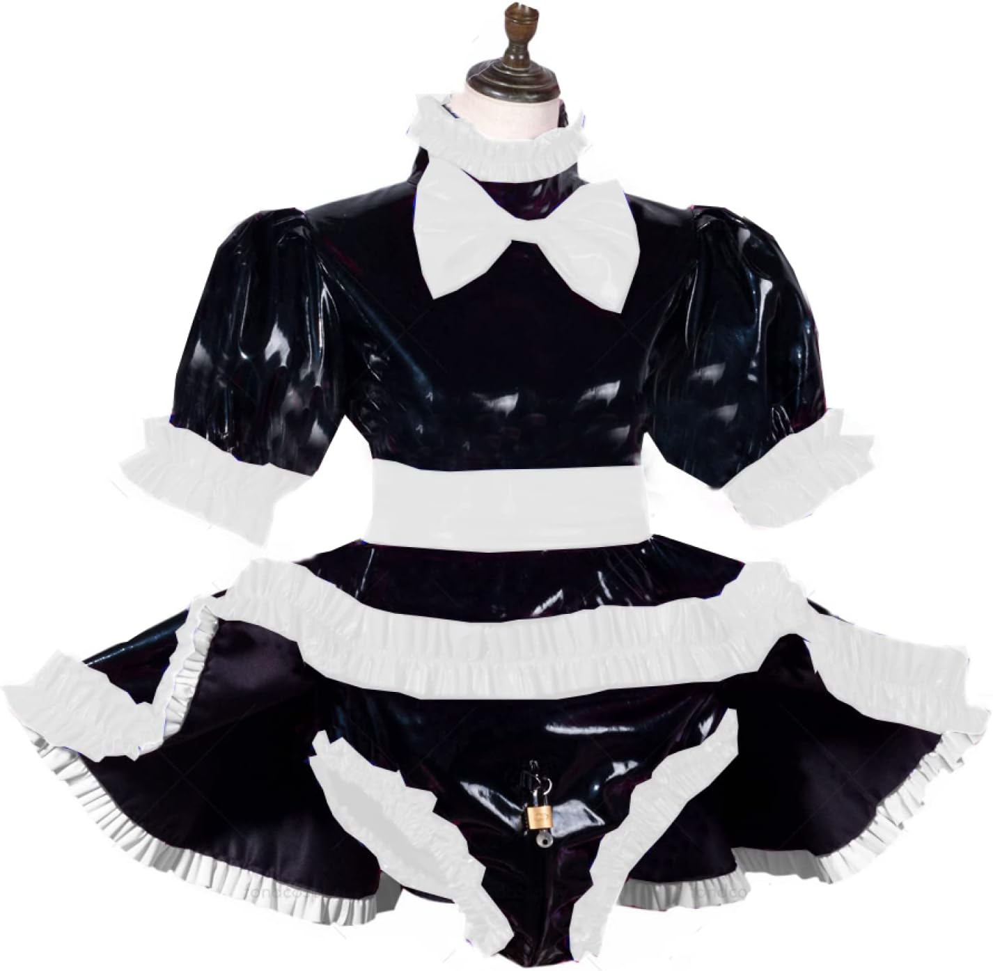 Sissy Dress Lockable Women Clothing Panties French Maid Set Cosplay Costumes Plus Size S-7XL,Black,XL