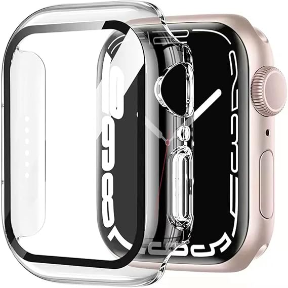 2 Pack Hard Case for Apple Watch Series 9 8 7 41mm Clear