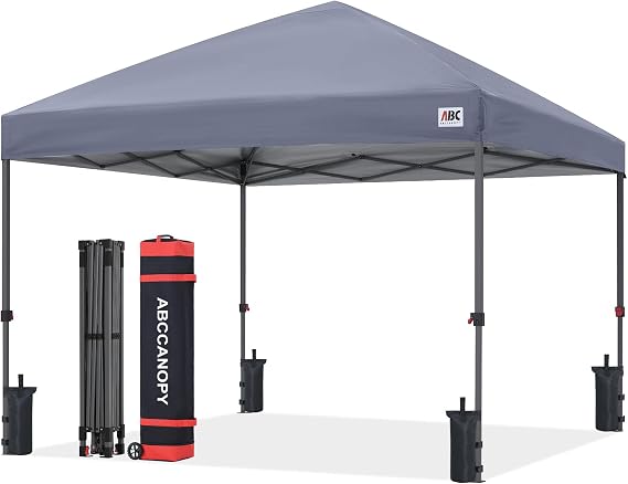 ABCCANOPY 8x8 Pop Up Canopy, Heavy Duty Weather Protection, Light Gray