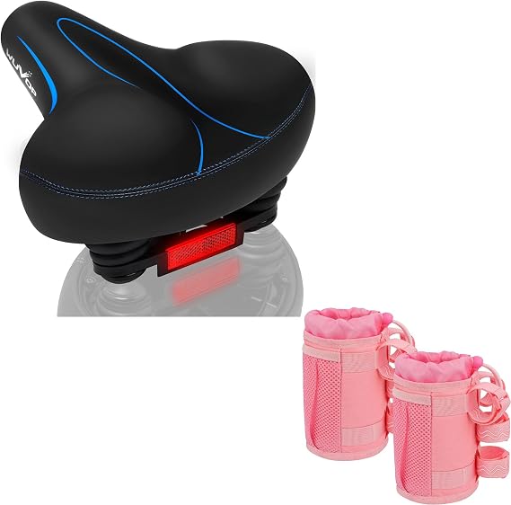 WUVOP Bike Cup Holder & Bike Seat, Water Bottle Holder Handlebar for Bike with Mesh Pockets, Universal Cycling Bicycle Water Bottle Drink Cup Cage for Cruiser, Scooter, Mountain Bike, Road Bike