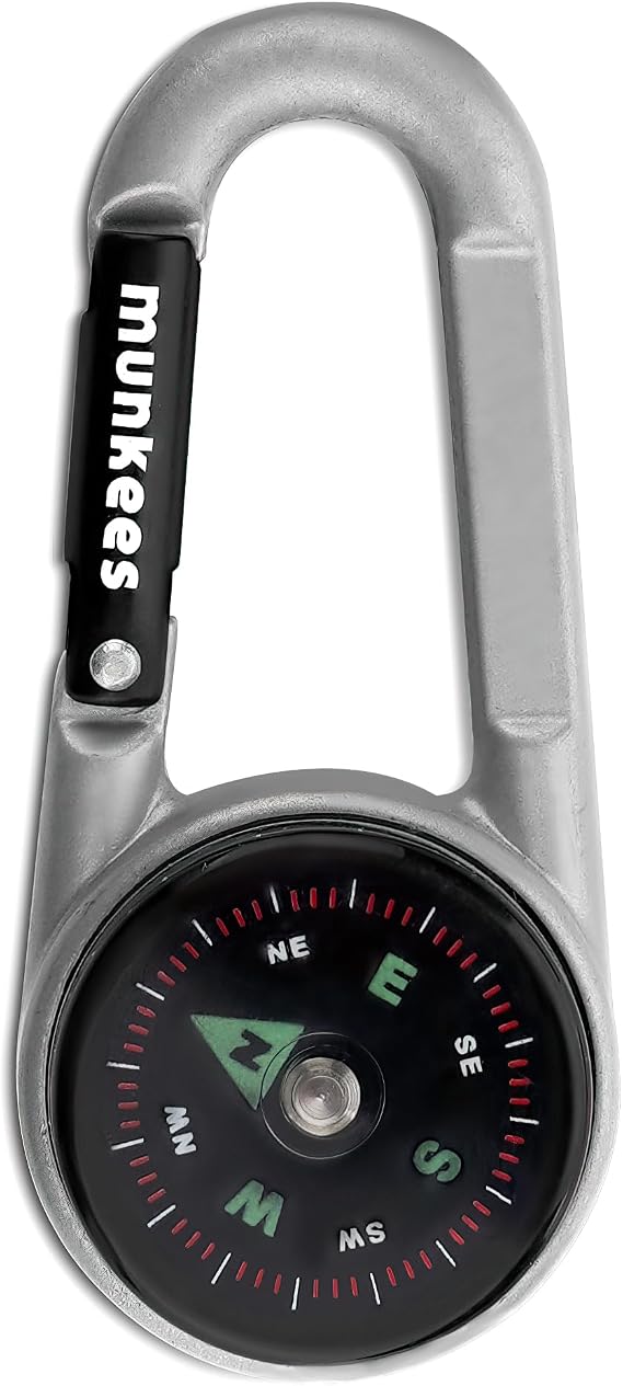 Ace Camp Carabiner with Compass and Thermometer | Pocket-Sized Clip-On Outdoor Accessory for Camping, Hiking & Backpacking